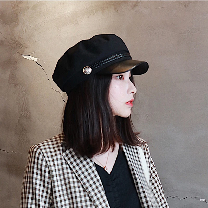 Autumn Winter Hats For Women Solid Plain Black Octagonal Newsboy Cap Men Ladies Casual Wool Hat Winter Beret Women Painter Cap Aksessuary Dlya Odezhdy Aliekspress