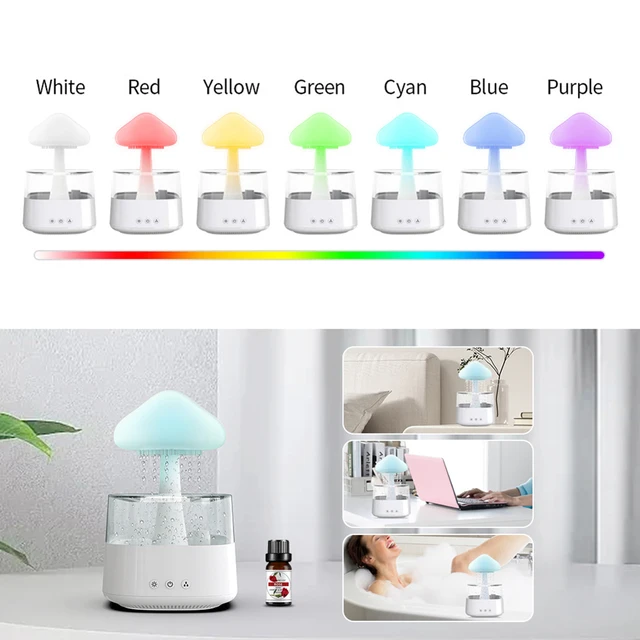 Mushroom Rain Cloud Humidifier Rain Colorful Cloud Raindrop Atmosphere Lamp Night Light Essential Oil small Aromatherapy Machine 4