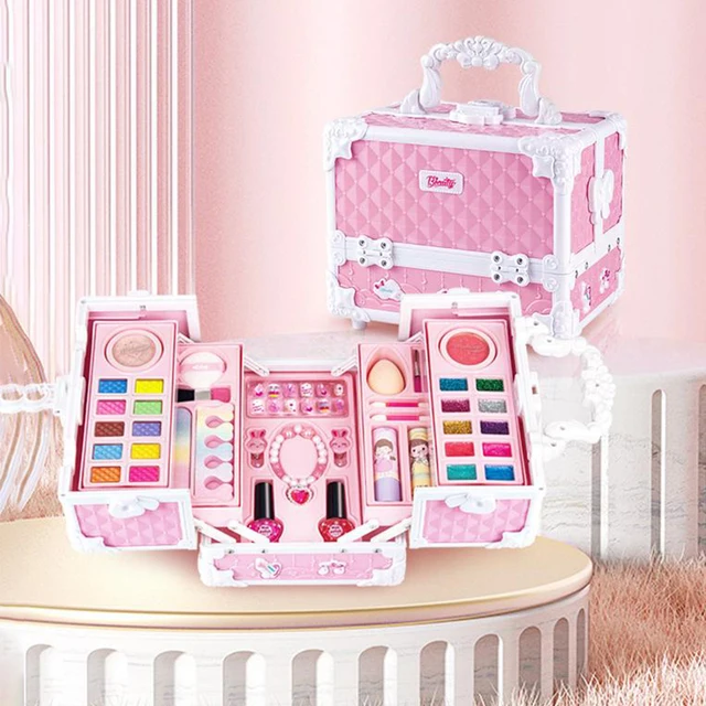 Children Makeup Kit for Girls Lipstick Makeup Cosmetics Pretend Play Pink Unicorn Princess Washable Safe Makeup Kid Toy Gift 1