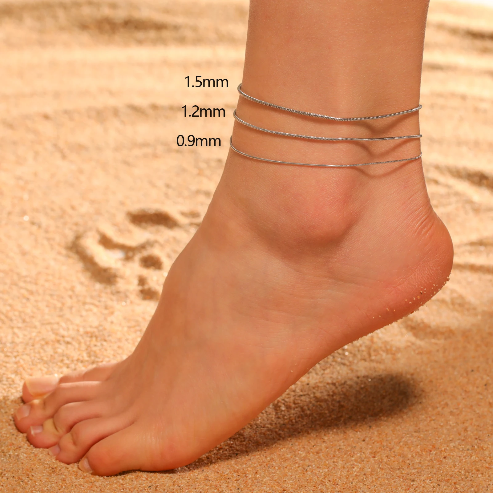 Teamer Stainless Steel Basic Snake Chain Anklet for Women Girls Minimalist Bracelet Summer Beach Foot Jewelry