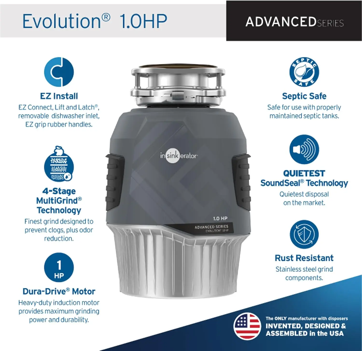 EVOLUTION 1HP 1 HP & Garbage Disposal  Connect 3-Foot Power Cord for  Connect Power and Advanced Series 3