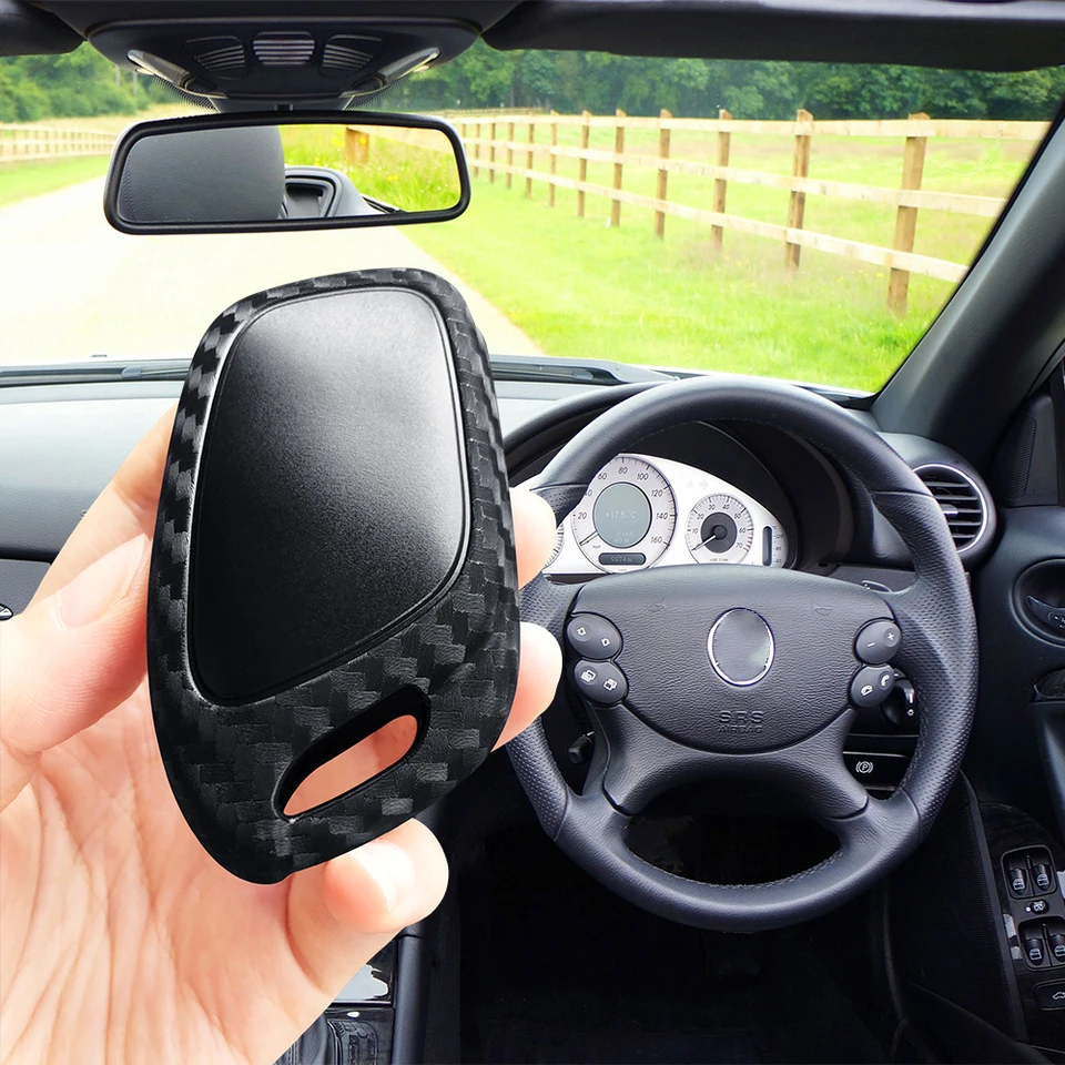 Carbon Fiber Silicone Remote Car Key Cover Caps Keychain Key Cover