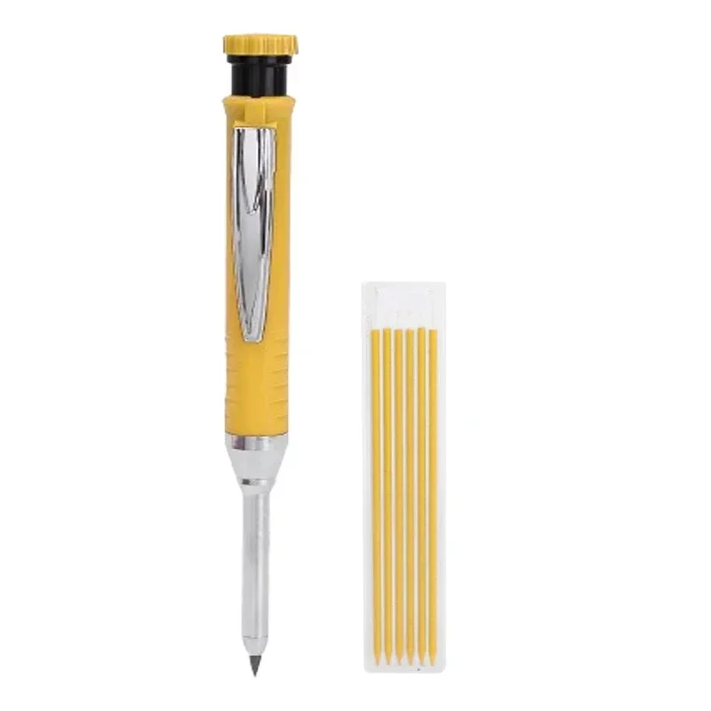 Nicpro 4 stuks timmerman potlood met slijper en mouw, mechanische timmerman potloden set met 52 vullingen, diep gat marker houtbewerking gereedschap, zware bouwpotloden voor architect-met etui
