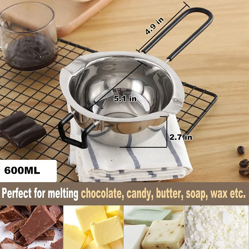 New 2 Pack Double Boiler Pot Set Stainless Steel Melting Pot For Melting  Chocolate Soap Wax Candle Making 600Ml And 1600Ml - AliExpress