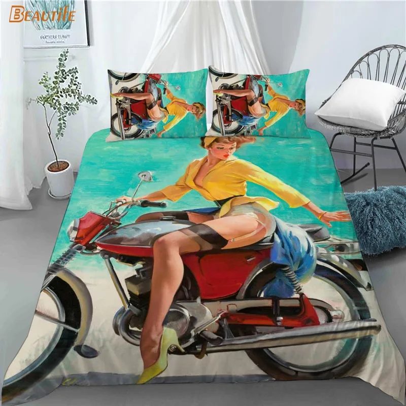 

3D Print Pin Up Girl Bedding Set Duvet Cover Bedclothes Comforter Cover With Pillowcase For Kid Home 10-27
