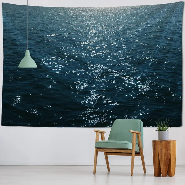 Tapisserie de mer scintillante, tissu mural suspendu, décoration murale de chambre à coucher, tapis de pique-nique en plein air, draps de plage 5