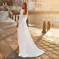 Modest Wedding Dresses Satin Bridal Gowns Full Sleeves Sweetheart Mermaid Sweep Train Robes Elegant Vestidos De Novia Customized 2