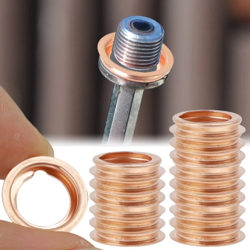 Car Engine Oil Drain Plug Gasket 1102601M02 Copper Colored Oil Drain Plugs Crush Washers Gaskets Rings for Nissan Infiniti oil drain plug gasket oil drain plug seal washer engine gasket set