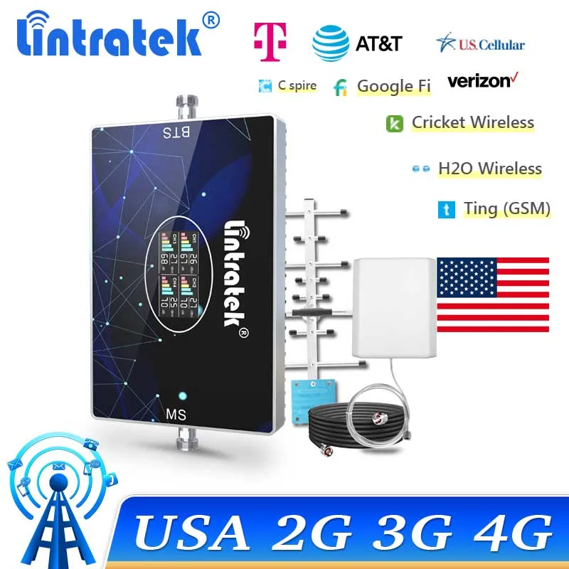 Lintratek Signal Booster 2g 3g 4g 4 Band Cell Phone Verizon At&t T