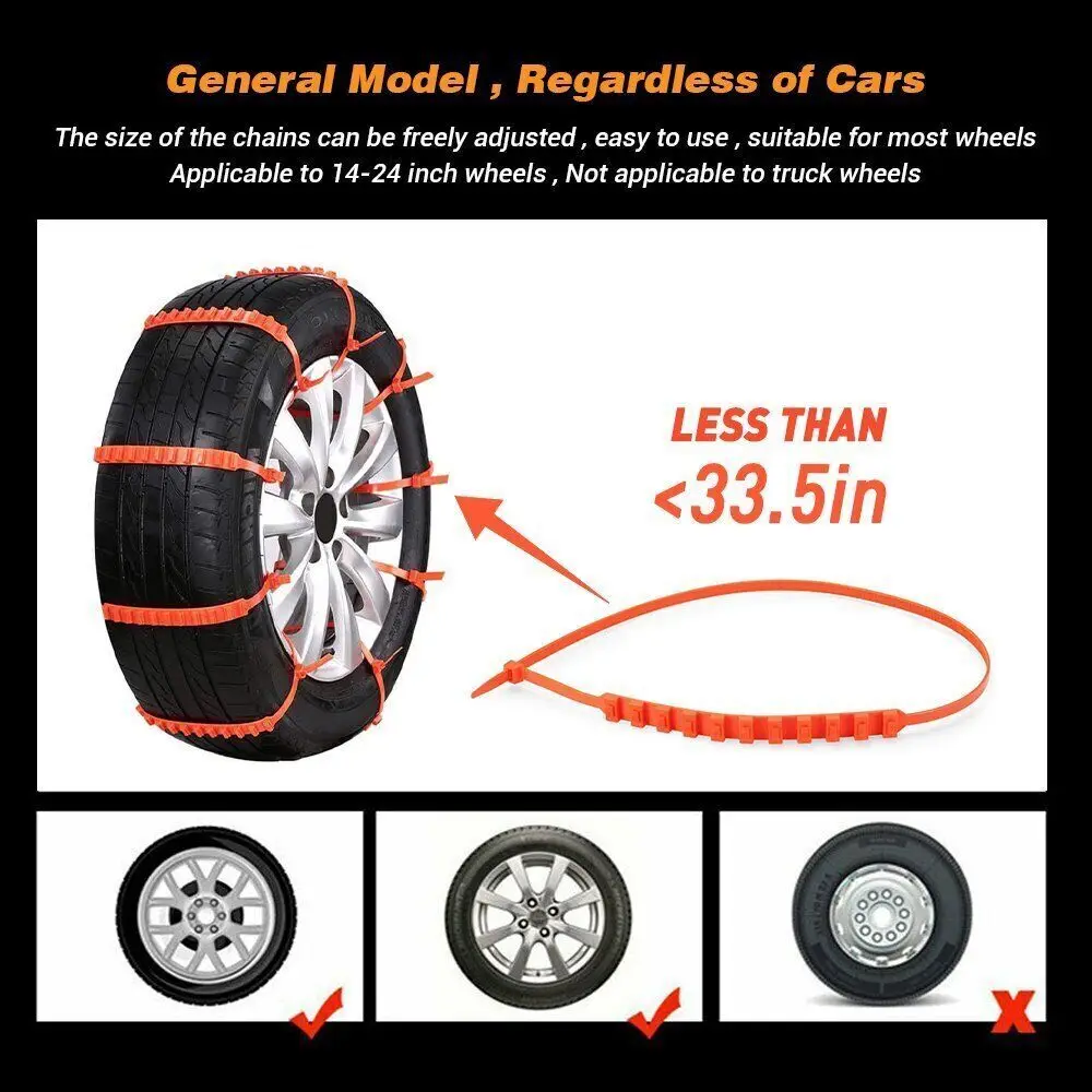 Car Winter Tire Wheels Snow Chains Snow Tire Anti-skid Chains Wheel Tyre Cable Belt Winter Outdoor Emergency Chain