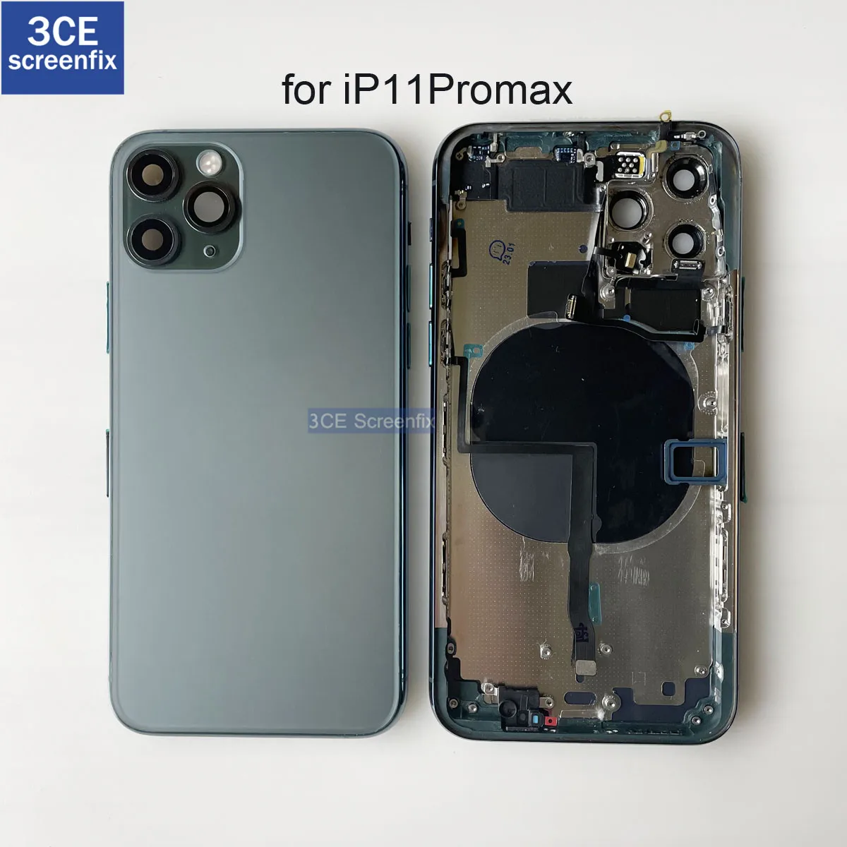 

Battery Back Housing Glass Cover with Middle Chassis Frame SIM Tray Side Key Parts NFC Power Volume Flex For iPhone 11 Pro Max