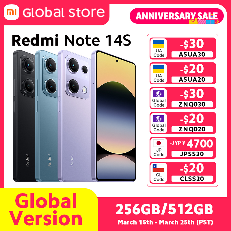  Xiaomi Redmi Note 14S Smartphone Global Version MTK Helio G99 200MP Camera 120Hz 6.67" AMOLED Display 67W 5000mAh 