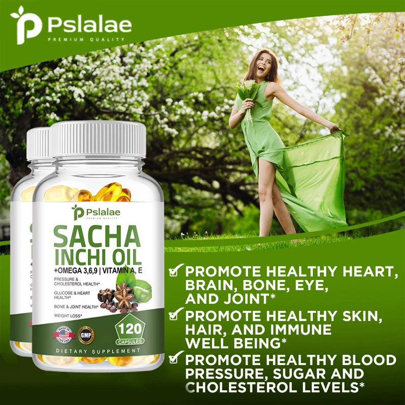 Sacha Inchi oil supplement for brain & heart health rich in Omega 3 6 9 antioxidants