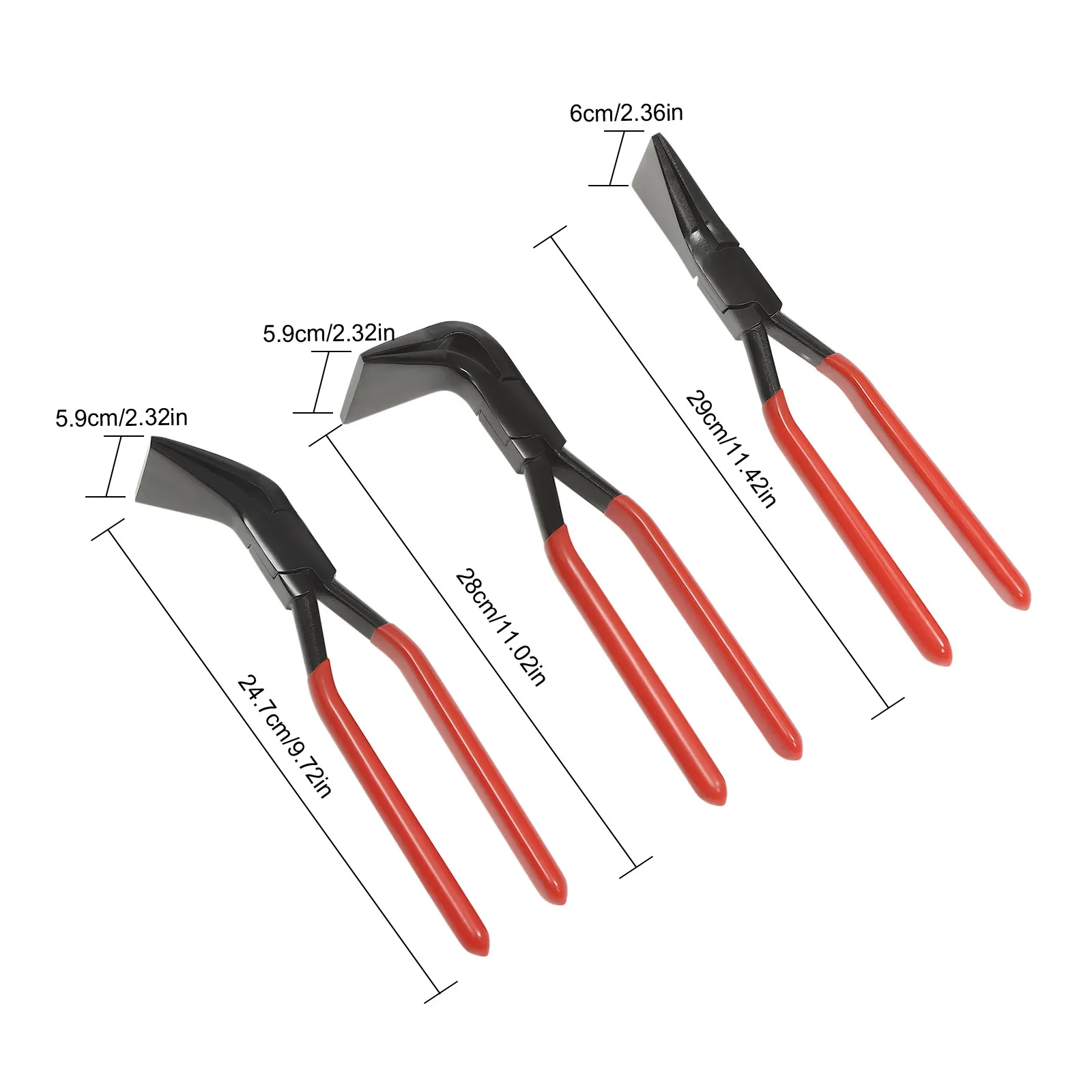 3-Piece Hand Seamers Sheet Metal Tools, Sheet Metal Bending Pliers Set Straight, 45° & 90° Metal Bender Tool, Set Roofing Pliers for Bending Sheet Metal - Length 247-290mm