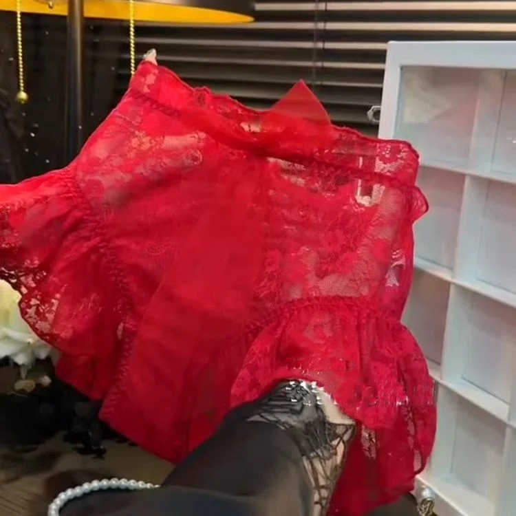 plus Size Lace Flower Bud Fairy Underwear Women's Breathable High Waist e Panties Sexy Home Clothes Innerwear