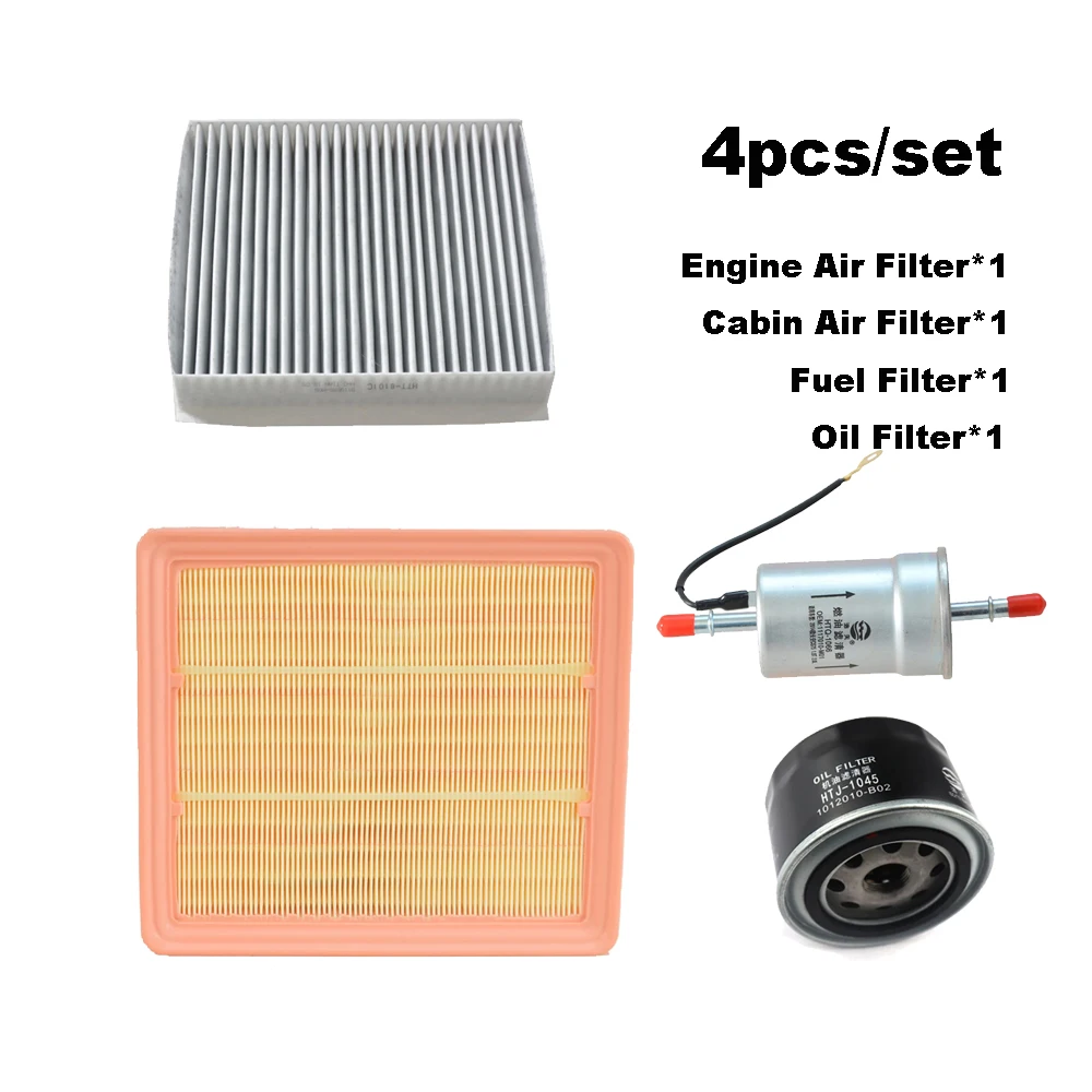 

4pcs Filter Set For CHANGAN CS75 1.5T 2017-2021 Engine Cabin A/C Fresh Air Fuel Gas Oil Filter Kit S32692A 1109190-M06-AA