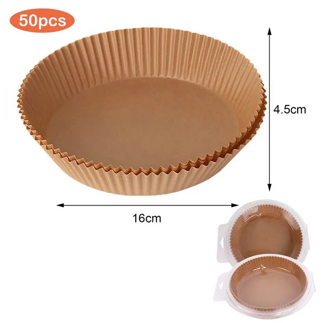 Oil-absorbing paper, the seller uses air fryer special paper double-sided  silicone oil paper baking round boxed oil-absorbing paper food-grade paper  holder-white 25 sheets (16*4.5cm)-OPP bag 