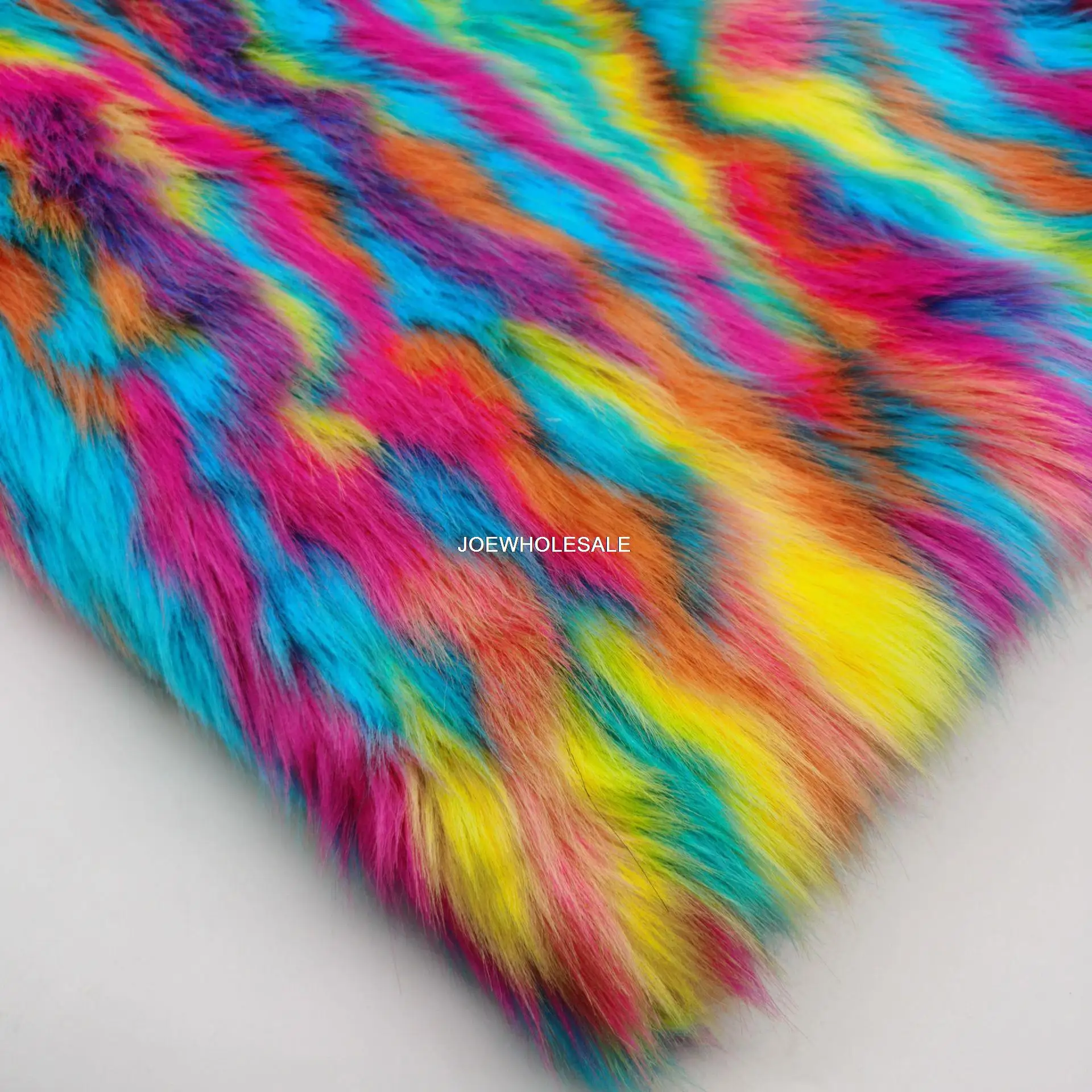 Wholesale jacquard plush Rainbow fox fur,faux fur fabric,clothing accessories,fabric for dolls