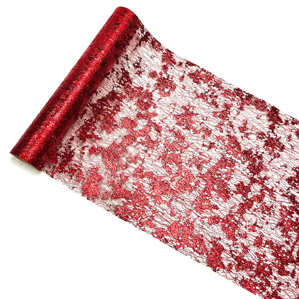Glamorous Gold Glitter Table Runner - Elegant Mesh Sparkle Fabric for Events and Celebrations