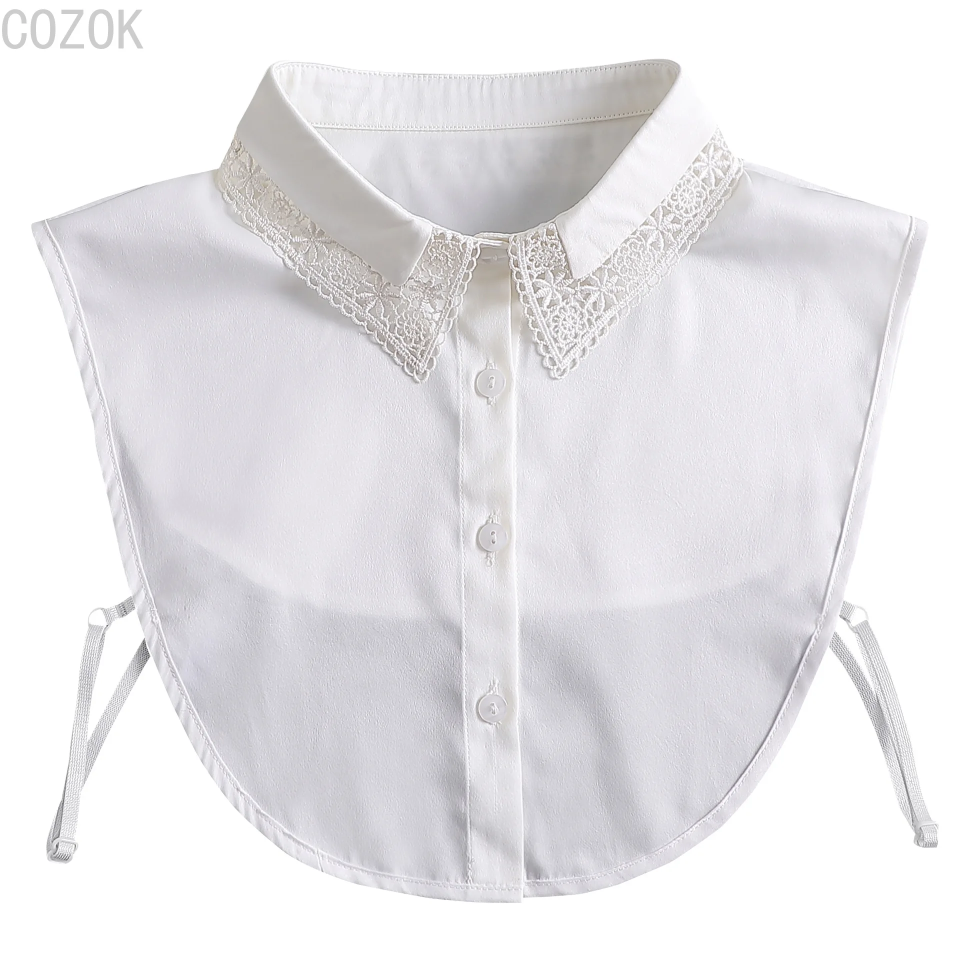 Vintage Lace Front Tie White Detachable Faux Collar
