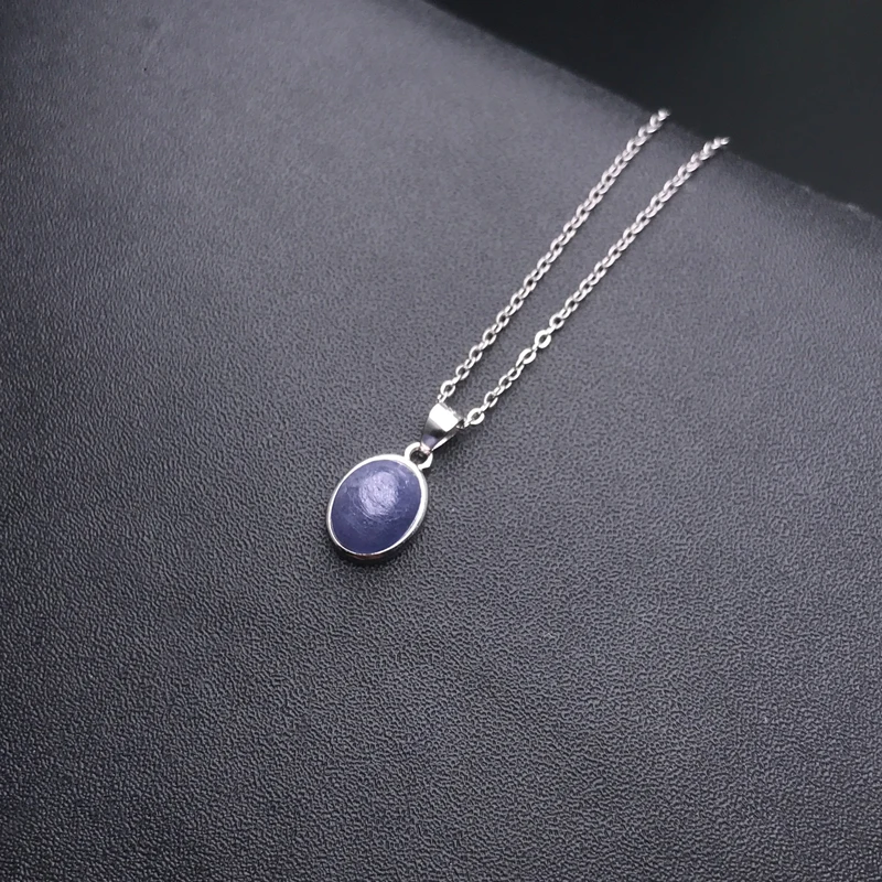 Natural Tanzanite Pendant Sterling 925 Silver Gemstone 7*9mm Necklace for Women Lady Wedding Party Trendy Jewelry Gift