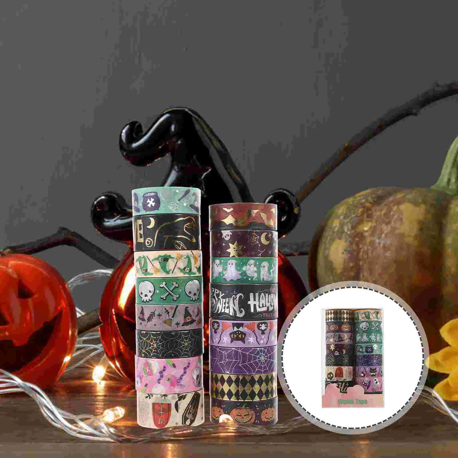 

16 Rolls Halloween Element Tape DIY Crafts Tape Journaling Crafting Tape Decorative Printing Tape