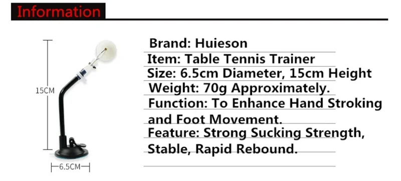 Description Picture 2 of itemHuieson Suction Cup Based Table Tennis Trainer with Fixed Bronze-Holed Balls for Fixed Position Stroking Self Training