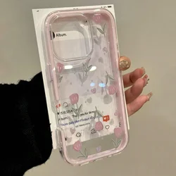 Pink Tulip Transparent Phone Case with Minimalist Design - Colorful Clear Back Cover - iPhone 11 (Clear)