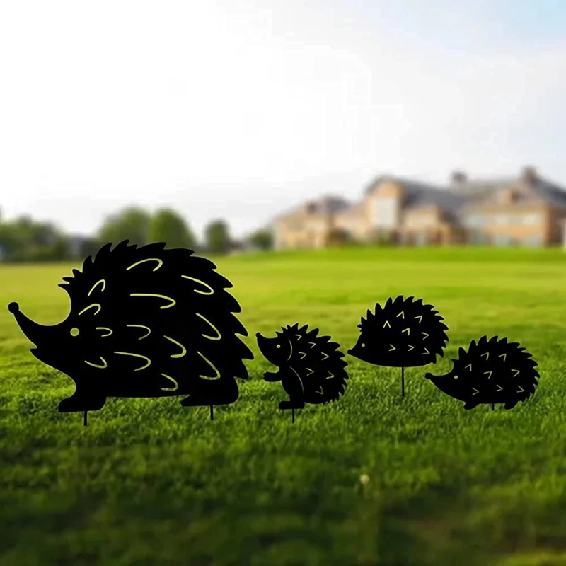 

HOT SALE Animal Garden Metal Stakes Yard Decor Hedgehog Garden Ground Stakes Sign Hollow Out Garden Decoration Landscape Crafts