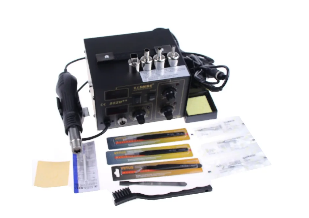 

Free Shipping SAIKE 852D++ 2 in1 soldering machine Solder Iron Hot Air Gun Rework Station SAIKE 852D++ 220V 110V 852D+ improve