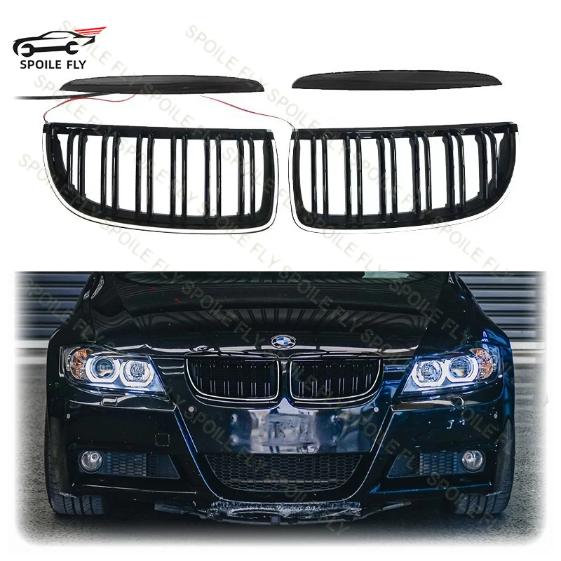 Sportieve Grille Geschikt Voor BMW 3-Serie E90 En E91 Tot 08/2008  Pre Facelift Dubbele Spijl Zwart Chroom