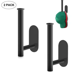 Stainless Steel Wall-Mounted Hat Organizer - Punch-Free Design, Available as Single or Set of Two (2pcs black)