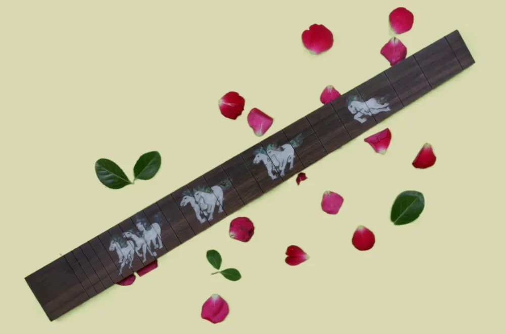 

Искусственный палисандр для 22 лада 25,5 дюйма (648), инкрустация лошади, узор, запчасти для гитары, сделай сам, замена без Redius