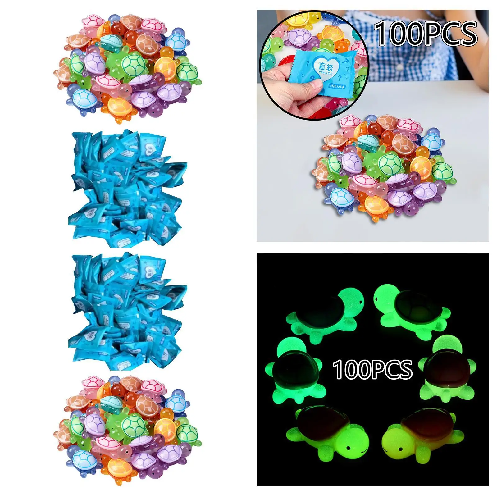 100x Luminous Mini Turtles Collection Turtles for Party Favors Table Garden