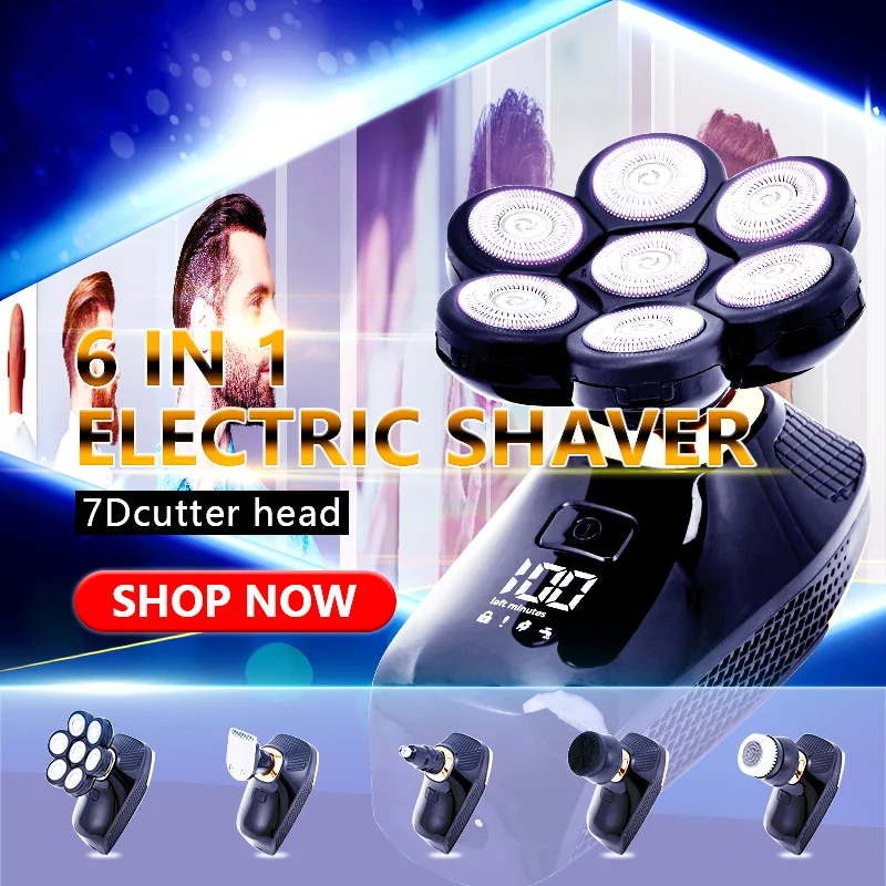 Replacement Electric Shaver Head 7D Independently 7 Cutter Floating Head Waterproof Stainless Steel Razor Blade electric shaver razor blade shaver blade head electric shaver head