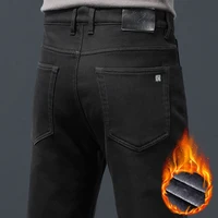 Winter Warm Fleece Men Jeans Loose Straight Thickened Velvet Trousers Black Classic Stretch Casual Thermal Pants Plus Size 28 44 1