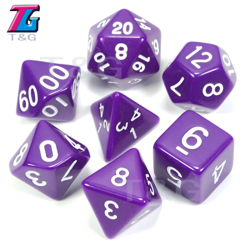 Top Quality 7Pcs/Set Acrylic Polyhedral TRPG Games For DND Opaque D4-D20 Multi Sides Dice for Game Gaming