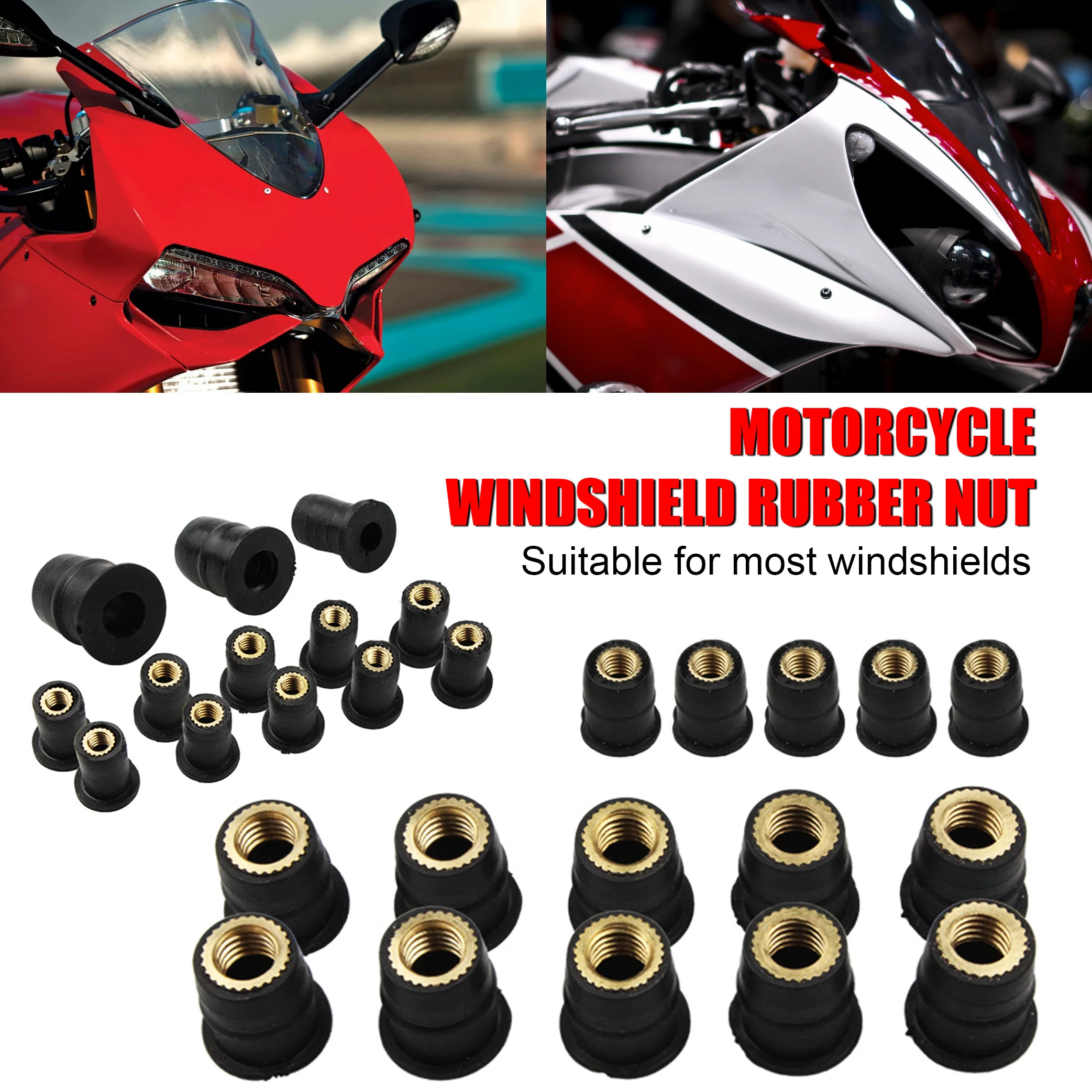 30 Pcs M6 Well Nut Expansion Nuts With 304 Stainless Screws - Rubber & Steel Fasteners For Motorcycle Windscreens, Kayaks