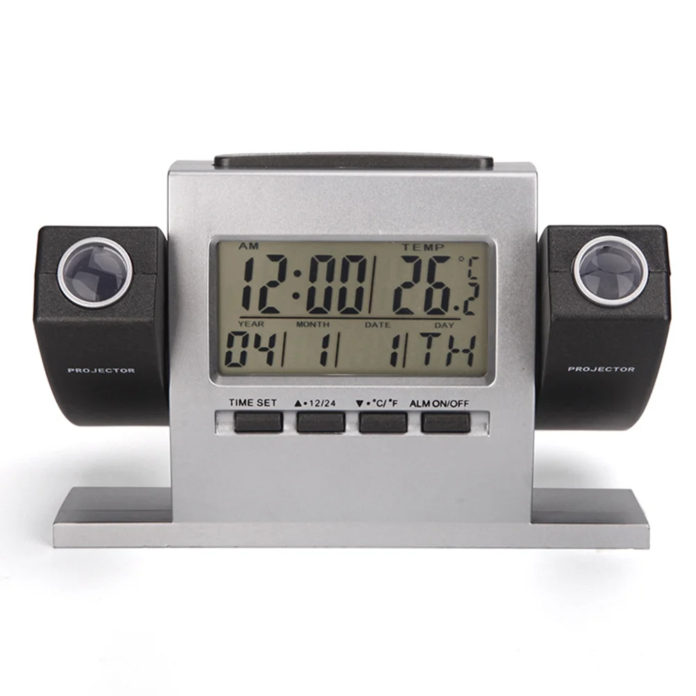 Silent Electronic Clock Projection Digital Indoor Temperature Thermometer Floor Clocks Home Decor Multi Functional Time Display