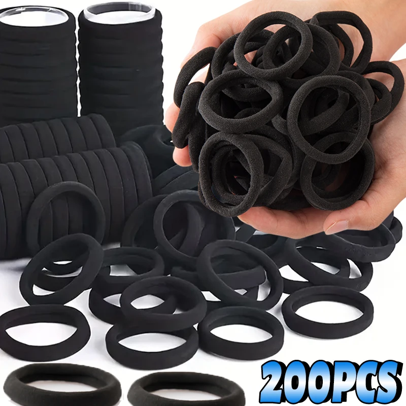 

50/200Pcs Black High Elastic Hair Bands for Women Girls Hairband Rubber Band Ties Ponytail Holder Scrunchies Hair Accessories