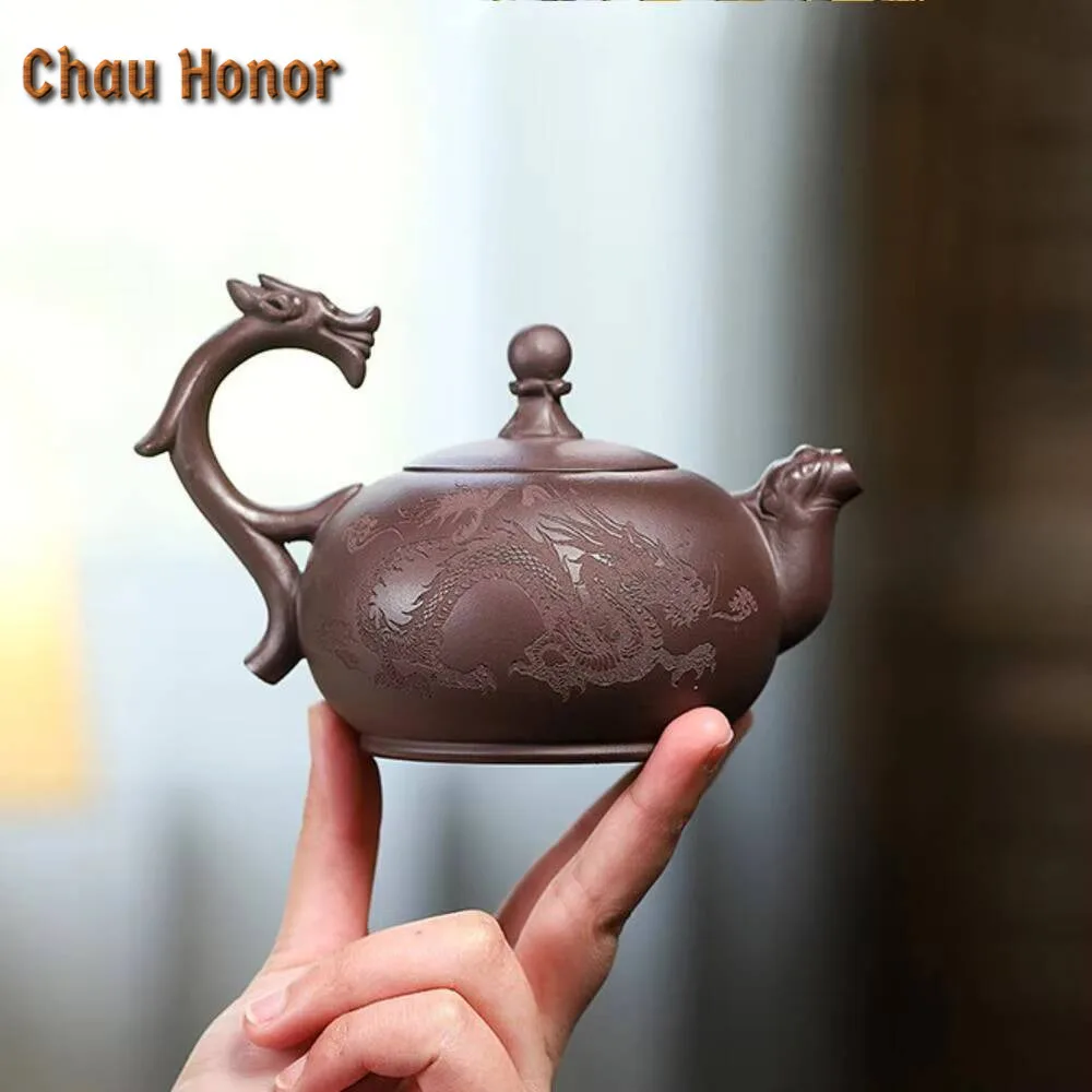 260ml Authentic Yixing Purple Clay Teapot Handmade Dragon Ball Game Tea Pot Tea Brewing Kettle Chinese Zisha Tea Set Drinkware
