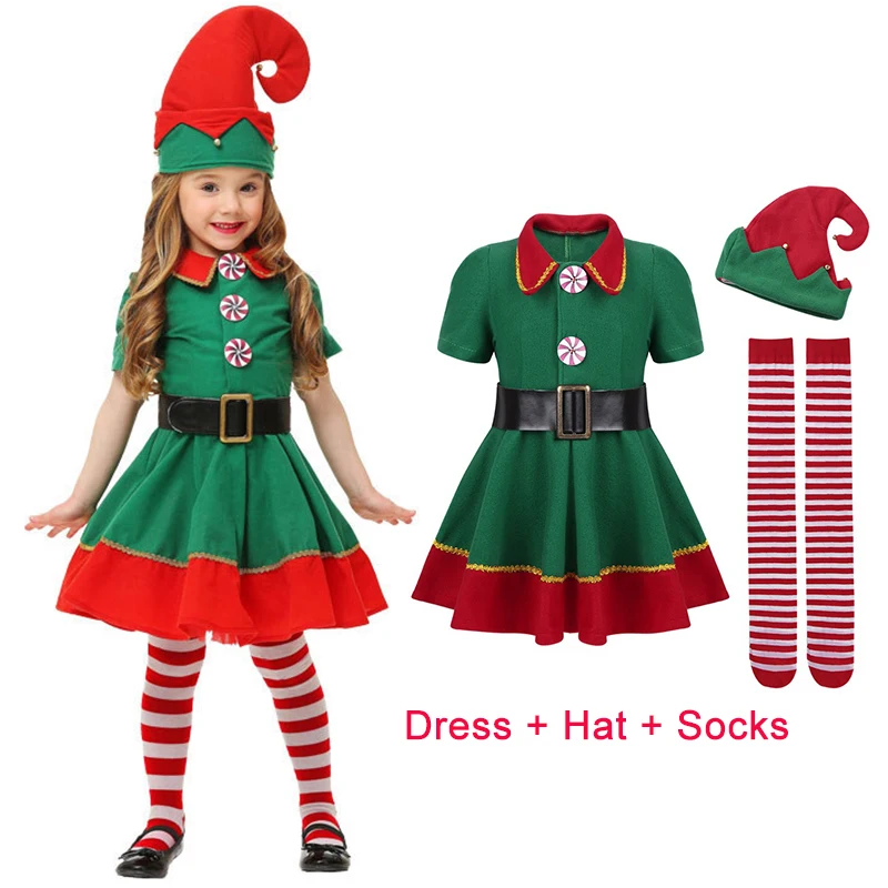 Costume De Noël Pour Filles Et Garçons, Déguisement Elfe Vert, Cosplay, Famille, Fête De Noël