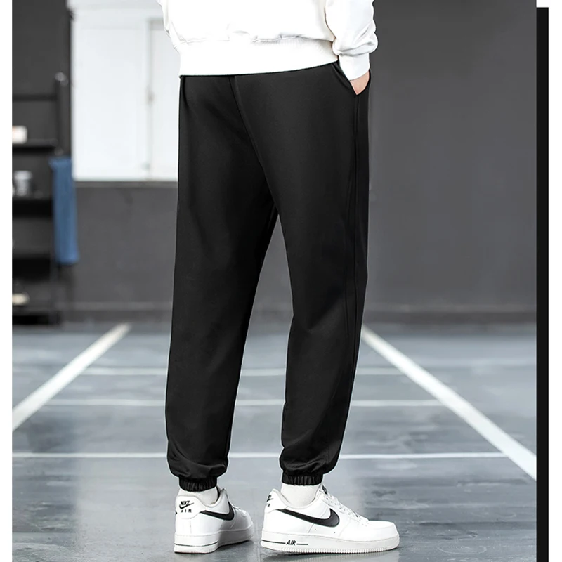 Spring Autumn Elastic Waist Lace Up Loose Casual Pants Male Color Fashion All-match Sweatpants Hombre Trousers Men's Clothing