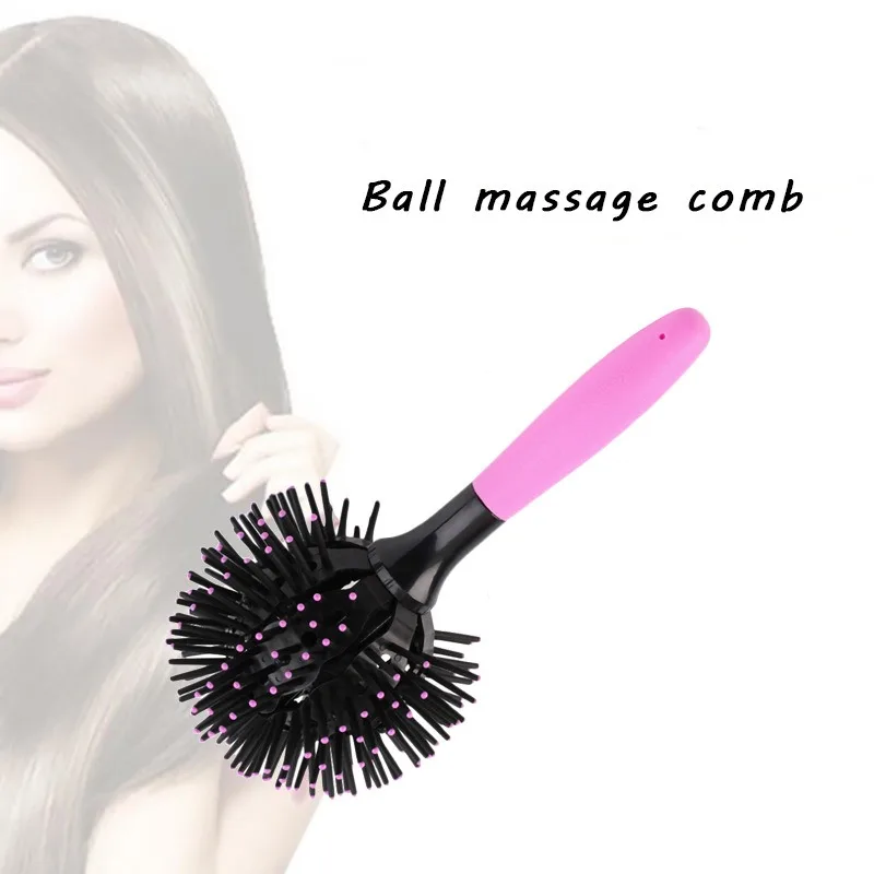 1pc New 3D Round Hair Comb Hair Brush Salon Styling 360 Degree Ball Hairdressing Tools Detangling Hair Brush Heat Resistant Comb 2