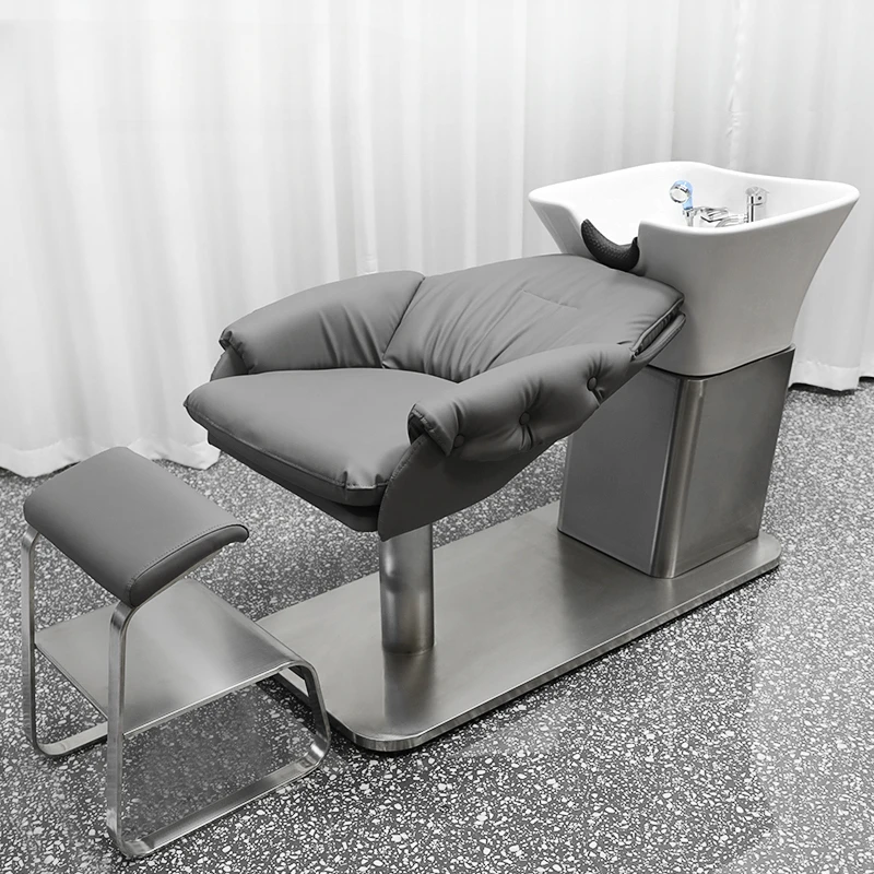 Integrated Dedicated Shampoo Chairs Hair Salon Pottery Pot Flushing Water Half Lying Shampoo Chair Massageador Furniture QF50SC dedicated cosmetology shampoo chairs hair salon barber shop cephalotherapy thai steel shampoo chair massageador furniture qf50sc