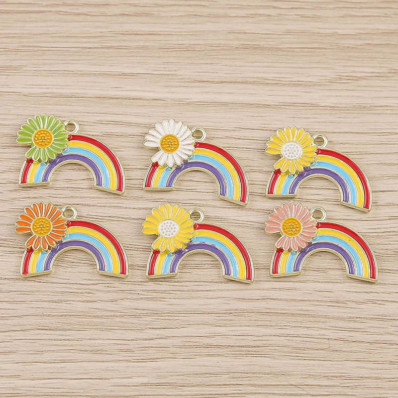 10 stücke 30x19mm bunte Emaille Regenbogen Charms Anhänger für Schmuck Herstellung Ohrringe Halskette DIY handgemachte Schlüssel anhänger Bastel bedarf – Detail 16