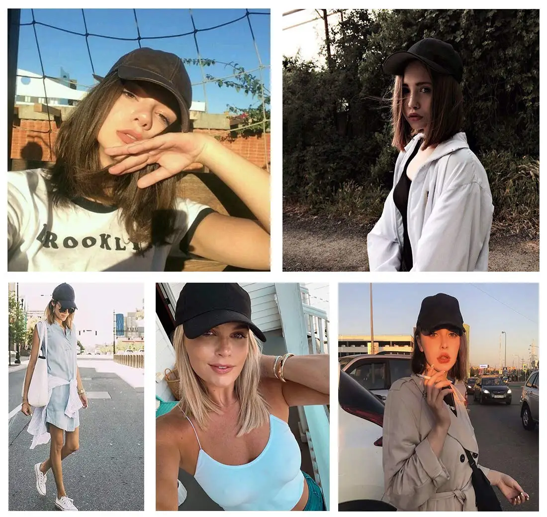 Synthetic Black Baseball Wig Cap for Women