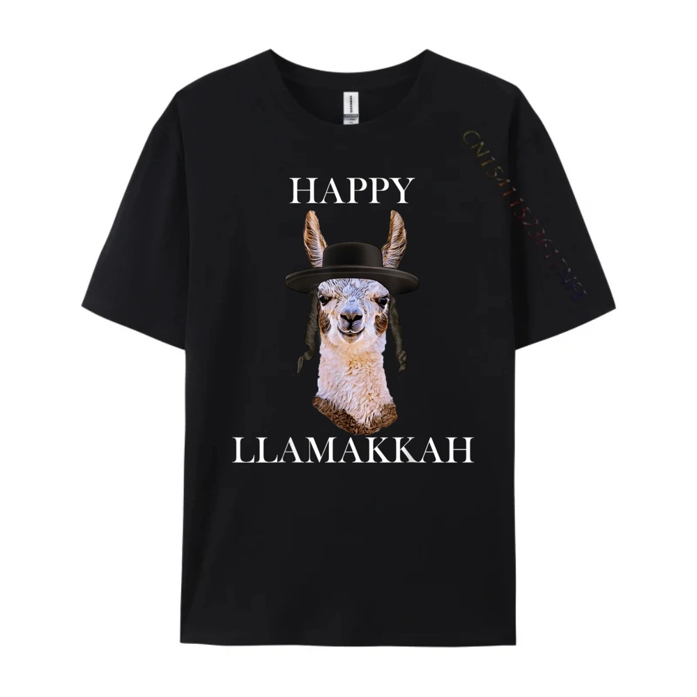 Happy Llamakkah_C17598 Graphic Tees Short Sleeve Gift Idea 100% Cotton Christmas Crewneck T Shirt Group T-shirts Classic Happy Llamakkah_C17598 black