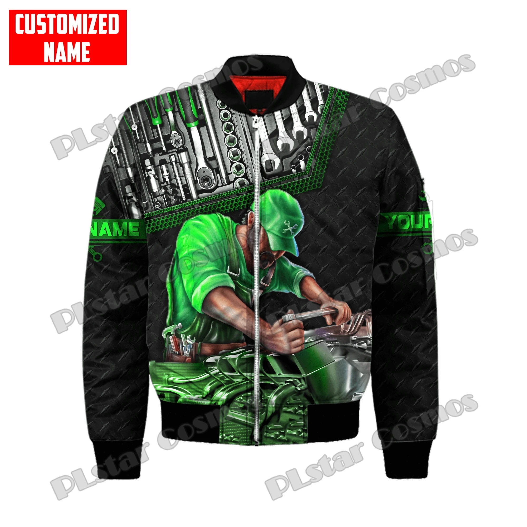 Benutzerdefinierte Name Mechaniker Schädel Werkzeug Metall 3D Gedruckt männer Bomber Jacke Winter Unisex Casual Warme Dicke Zipper Jacke Mantel FX-24 – Detail 14