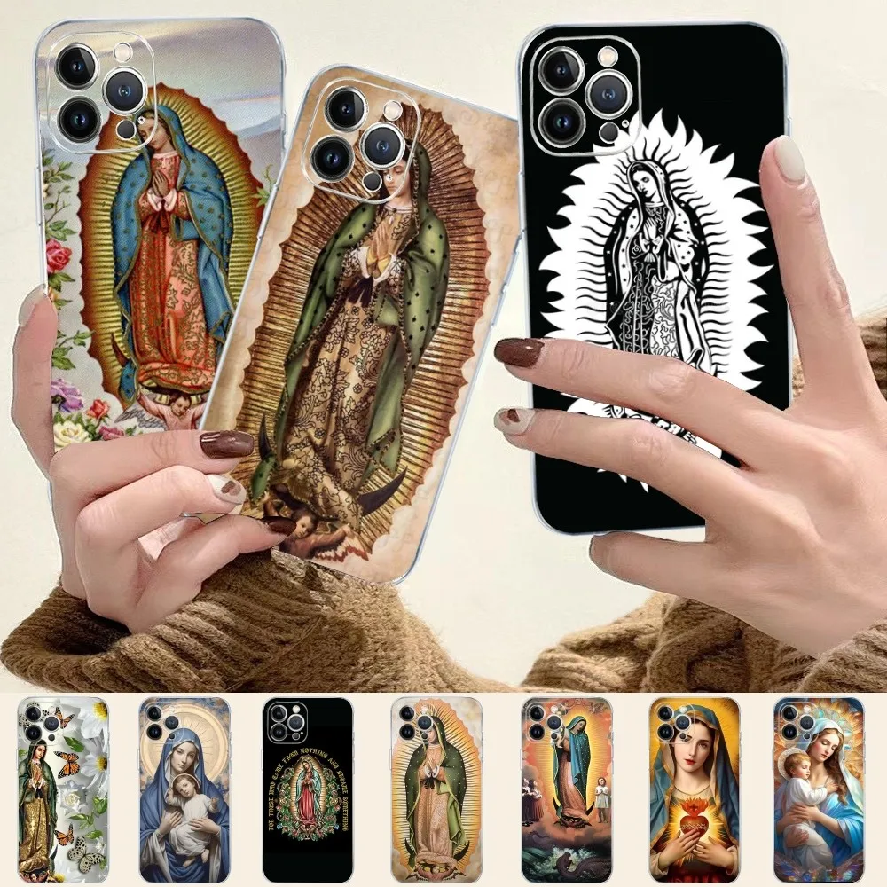 

Our Lady Of Guadalupe Retro Phone Case Silicone Soft For Iphone 15 14 13 12 11 Pro Mini XS MAX 8 7 6 Plus X XS XR Cover